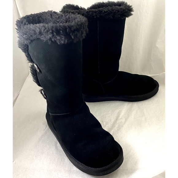 Koolaburra By Ugg Kinslei Black Suede Winter Snow Mid Calf Boot 1096443 … - Picture 7 of 11